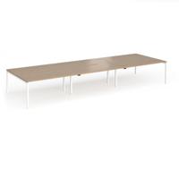 Connex Goal-Post 4800 x 1600 x 725mm Back to Back Desk (6 x 1600mm) - White Frame / Kendal Oak Top