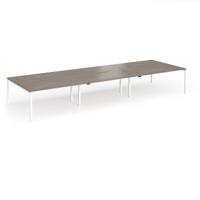 Connex Goal-Post 4800 x 1600 x 725mm Back to Back Desk (6 x 1600mm) - White Frame / Nebraska Oak Top