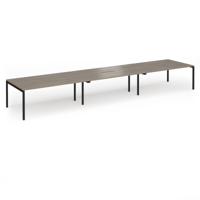 Connex Goal-Post 5400 x 1200 x 725mm Back to Back Desk (6 x 1800mm) - Black Frame / Nebraska Oak Top