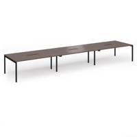 Connex Goal-Post 5400 x 1200 x 725mm Back to Back Desk (6 x 1800mm) - Black Frame / Walnut Top