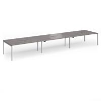 Connex Goal-Post 5400 x 1200 x 725mm Back to Back Desk (6 x 1800mm) - Silver Frame / Grey Oak Top