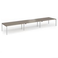 Connex Goal-Post 5400 x 1200 x 725mm Back to Back Desk (6 x 1800mm) - Silver Frame / Nebraska Oak Top