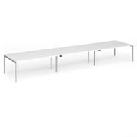 Connex Goal-Post 5400 x 1200 x 725mm Back to Back Desk (6 x 1800mm) - Silver Frame / White Top