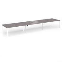 Connex Goal-Post 5400 x 1200 x 725mm Back to Back Desk (6 x 1800mm) - White Frame / Grey Oak Top