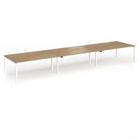 Connex Goal-Post 5400 x 1200 x 725mm Back to Back Desk (6 x 1800mm) - White Frame / Oak Top