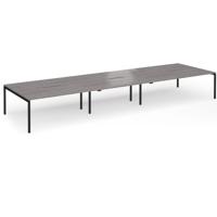 Connex Goal-Post 5400 x 1600 x 725mm Back to Back Desk (6 x 1800mm) - Black Frame / Grey Oak Top