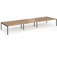 Connex Goal-Post 5400 x 1600 x 725mm Back to Back Desk (6 x 1800mm) - Black Frame / Oak Top