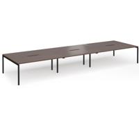 Connex Goal-Post 5400 x 1600 x 725mm Back to Back Desk (6 x 1800mm) - Black Frame / Walnut Top