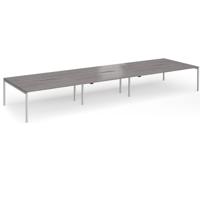 Connex Goal-Post 5400 x 1600 x 725mm Back to Back Desk (6 x 1800mm) - Silver Frame / Grey Oak Top