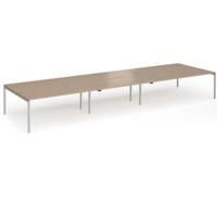 Connex Goal-Post 5400 x 1600 x 725mm Back to Back Desk (6 x 1800mm) - Silver Frame / Kendal Oak Top