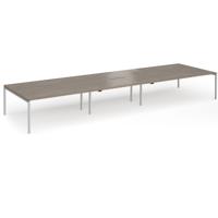 Connex Goal-Post 5400 x 1600 x 725mm Back to Back Desk (6 x 1800mm) - Silver Frame / Nebraska Oak Top