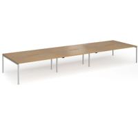 Connex Goal-Post 5400 x 1600 x 725mm Back to Back Desk (6 x 1800mm) - Silver Frame / Oak Top