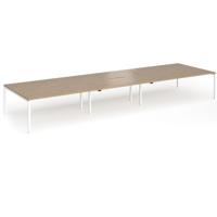 Connex Goal-Post 5400 x 1600 x 725mm Back to Back Desk (6 x 1800mm) - White Frame / Kendal Oak Top