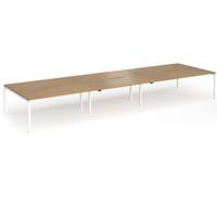 Connex Goal-Post 5400 x 1600 x 725mm Back to Back Desk (6 x 1800mm) - White Frame / Oak Top
