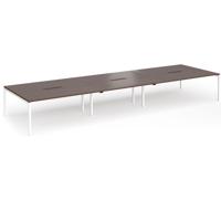 Connex Goal-Post 5400 x 1600 x 725mm Back to Back Desk (6 x 1800mm) - White Frame / Walnut Top
