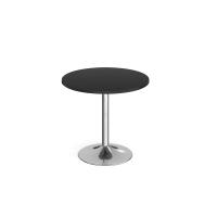 Genoa circular dining table with chrome trumpet base 800mm - Black
