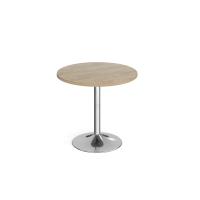 Genoa circular dining table with chrome trumpet base 800mm - Barcelona walnut