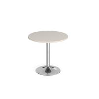 Genoa circular dining table with chrome trumpet base 800mm - Light Grey