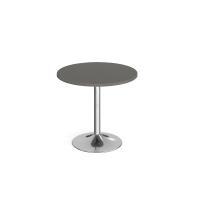 Genoa circular dining table with chrome trumpet base 800mm - Onyx Grey