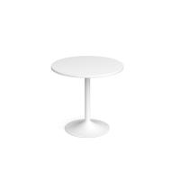 Genoa circular dining table with white trumpet base 800mm - white