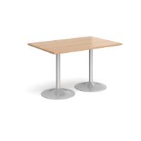 Genoa rectangular dining table with silver trumpet base 1200mm x 800mm - beech