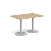 Genoa rectangular dining table with silver trumpet base 1200mm x 800mm - Kendal oak