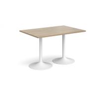 Genoa rectangular dining table with white trumpet base 1200mm x 800mm - Barcelona walnut