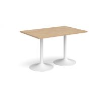 Genoa rectangular dining table with white trumpet base 1200mm x 800mm - Kendal oak