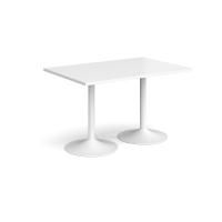 Genoa rectangular dining table with white trumpet base 1200mm x 800mm - white