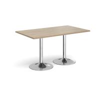 Genoa rectangular dining table with chrome trumpet base 1400mm x 800mm - Barcelona walnut