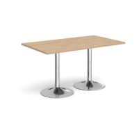 Genoa rectangular dining table with chrome trumpet base 1400mm x 800mm - Kendal oak