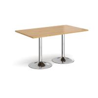 Genoa rectangular dining table with chrome trumpet base 1400mm x 800mm - oak