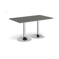 Genoa rectangular dining table with chrome trumpet base 1400mm x 800mm - Onyx Grey