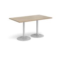 Genoa rectangular dining table with silver trumpet base 1400mm x 800mm - Barcelona walnut