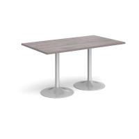 Genoa rectangular dining table with silver trumpet base 1400mm x 800mm - grey oak