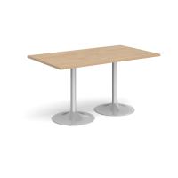 Genoa rectangular dining table with silver trumpet base 1400mm x 800mm - Kendal oak