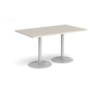 Genoa rectangular dining table with silver trumpet base 1400mm x 800mm - Light Grey