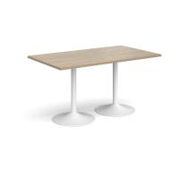 Genoa rectangular dining table with white trumpet base 1400mm x 800mm - Barcelona walnut