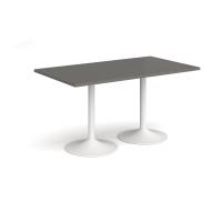 Genoa rectangular dining table with white trumpet base 1400mm x 800mm - Onyx Grey