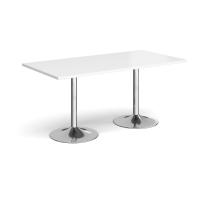 Genoa rectangular dining table with chrome trumpet base 1600mm x 800mm - white
