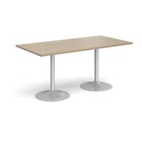 Genoa rectangular dining table with silver trumpet base 1600mm x 800mm - Barcelona walnut