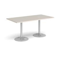 Genoa rectangular dining table with silver trumpet base 1600mm x 800mm - Light Grey