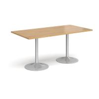 Genoa rectangular dining table with silver trumpet base 1600mm x 800mm - oak