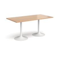 Genoa rectangular dining table with white trumpet base 1600mm x 800mm - beech