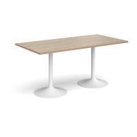 Genoa rectangular dining table with white trumpet base 1600mm x 800mm - Barcelona walnut
