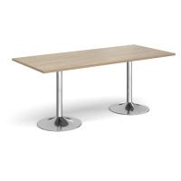 Genoa rectangular dining table with chrome trumpet base 1800mm x 800mm - Barcelona walnut