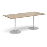 Genoa rectangular dining table with silver trumpet base 1800mm x 800mm - Barcelona walnut
