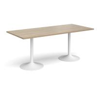 Genoa rectangular dining table with white trumpet base 1800mm x 800mm - Barcelona walnut