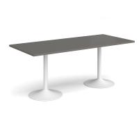 Genoa rectangular dining table with white trumpet base 1800mm x 800mm - Onyx Grey