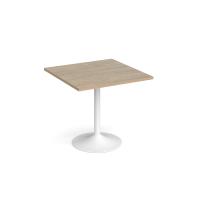 Genoa square dining table with white trumpet base 800mm - Barcelona walnut